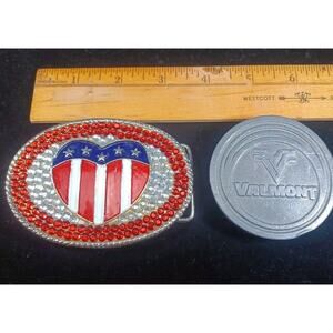 Belt Buckles Valmont American Heart Lot Of 2 Big Bright Buckles